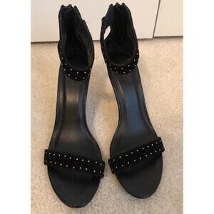 Joie Suede Heels Shoes Sandals Black  Leather Hide 37.5  71/2 Gold Studs